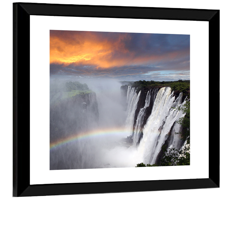 Victoria Falls Rainbow at Dusk Wall Art