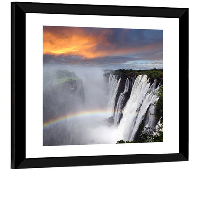 Victoria Falls Rainbow at Dusk Wall Art