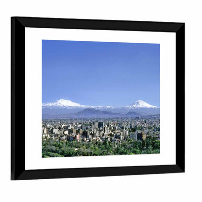 Mexico City Skyline with Volcanoes Wall Art