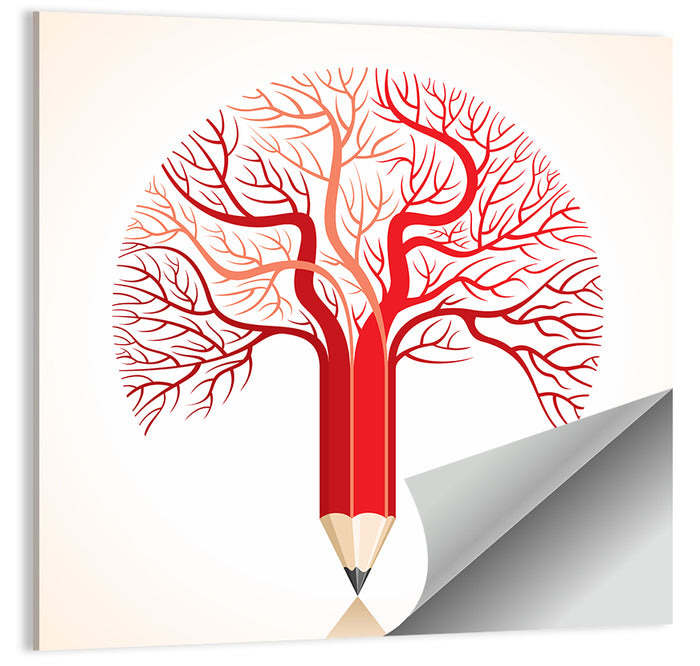 Knowledge Tree Pencil Illustration Wall Art as a poster print