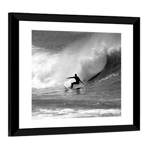 Surfing On Large Wave Wall Art