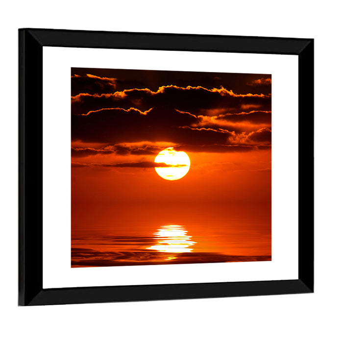 Caribbean Coast Sunset Wall Art as a framed print