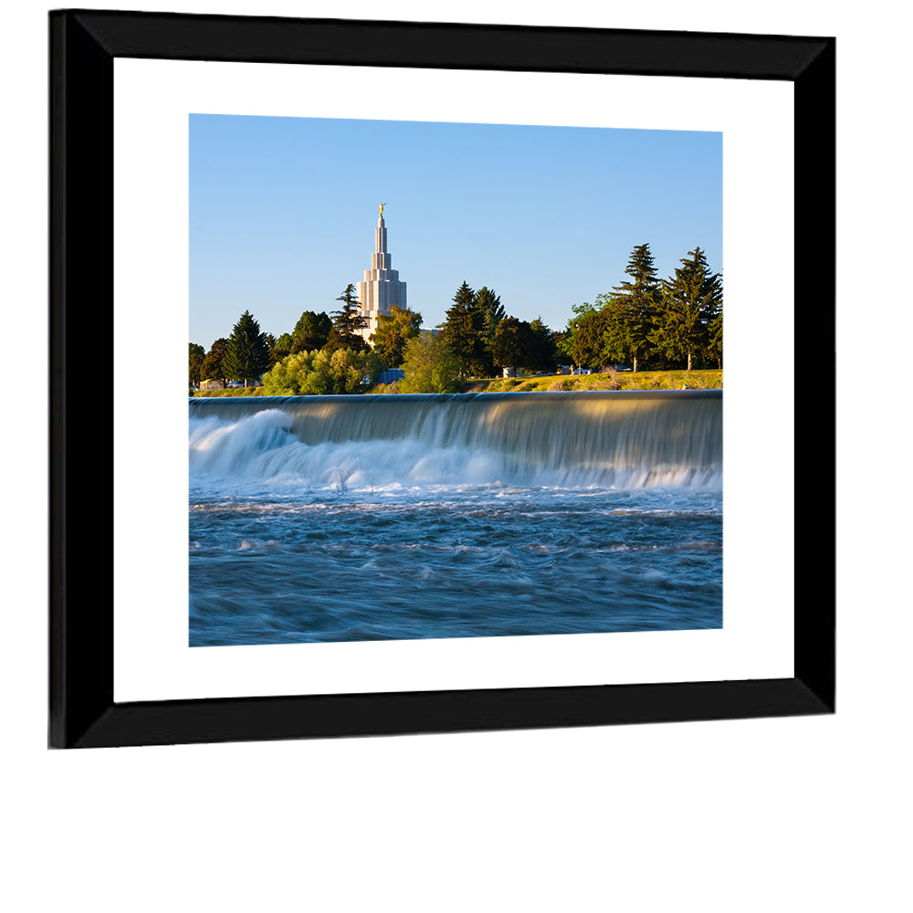 Idaho Falls Temple and Waterfall Wall Art