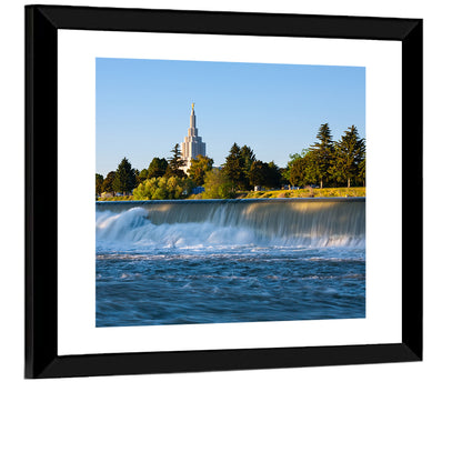 Idaho Falls Temple and Waterfall Wall Art