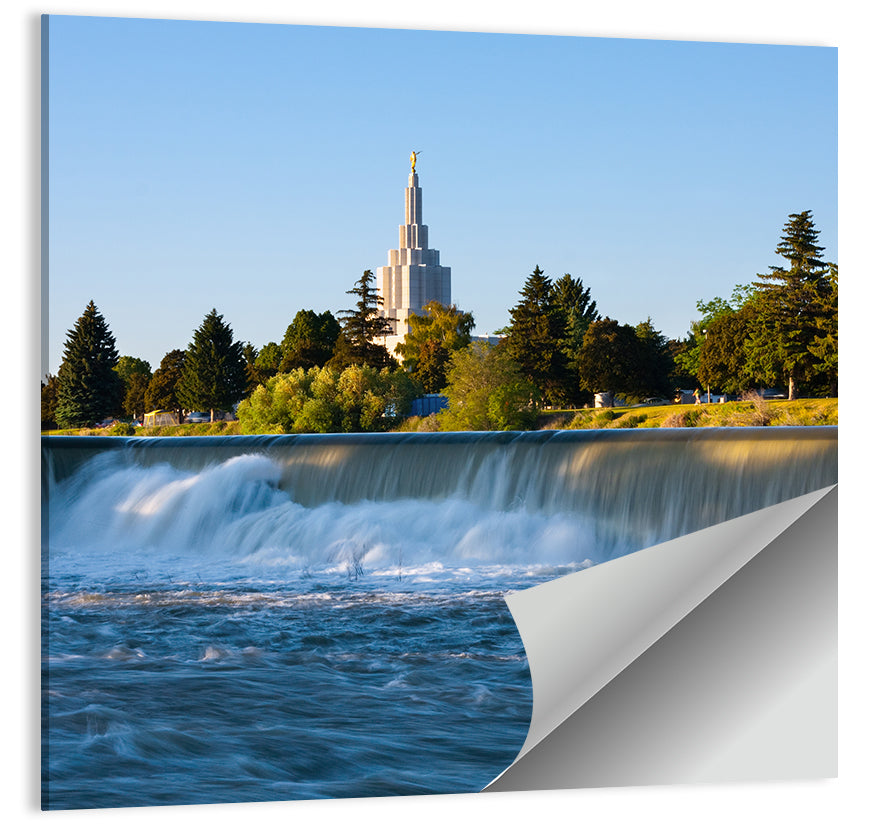 Idaho Falls Temple and Waterfall Wall Art