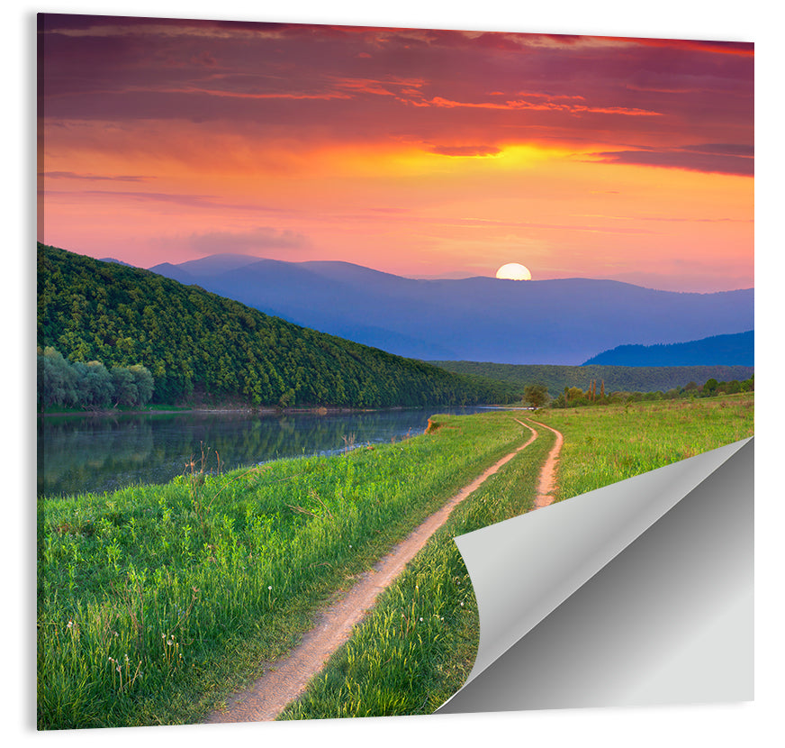 Sunset Path to Mountain Lake Wall Art