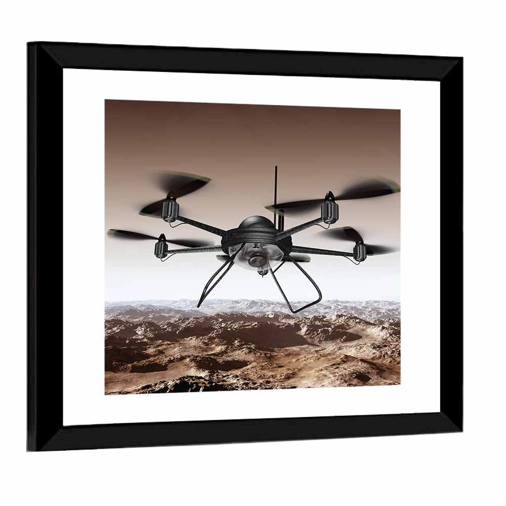 Spy Drone Over Arid Landscape Wall Art