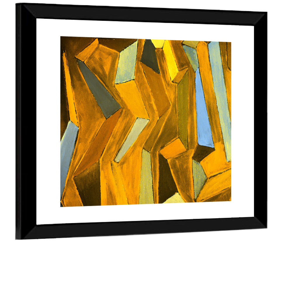 Golden Blocks Abstract Wall Art