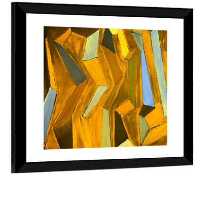 Golden Blocks Abstract Wall Art