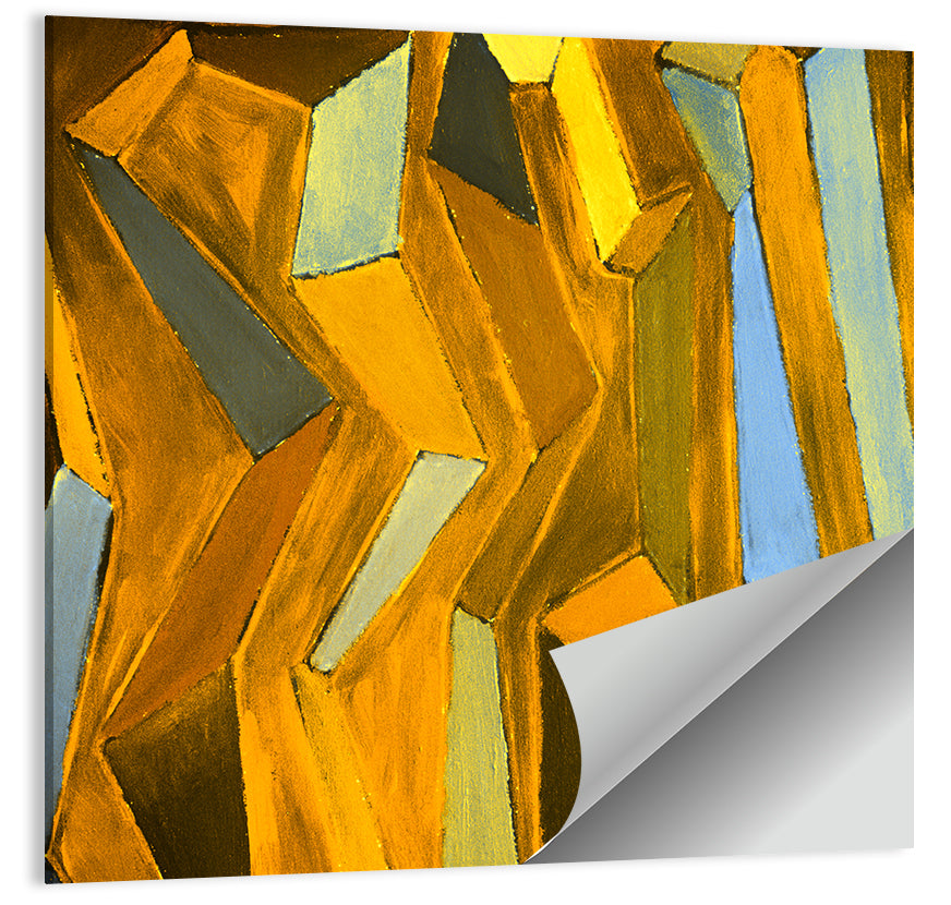 Golden Blocks Abstract Wall Art