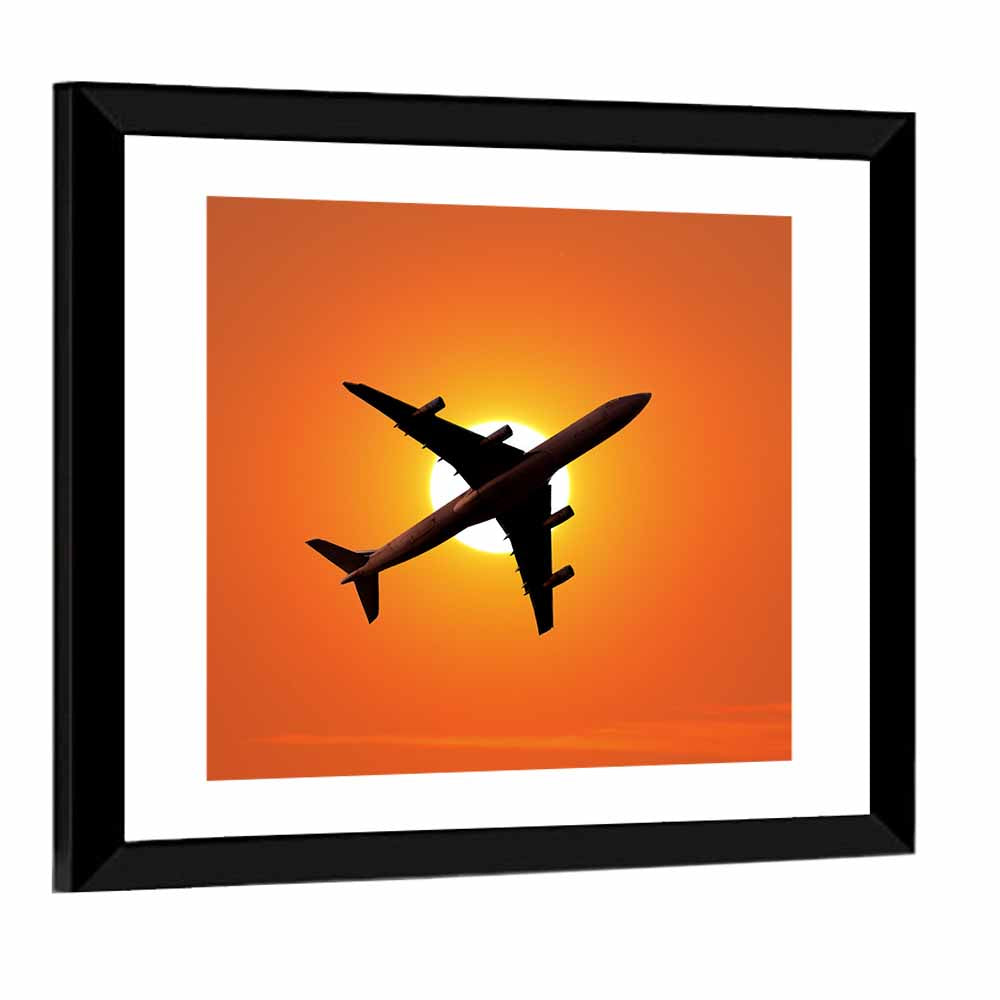 Sunrise Airplane Silhouette Wall Art