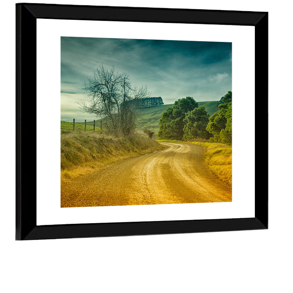 Golden Country Road Wall Art