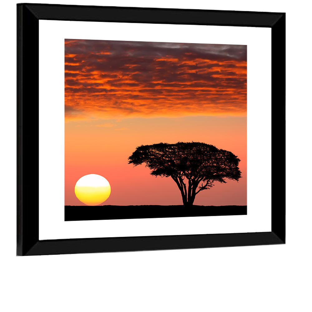 Serengeti Sunset Silhouette Wall Art