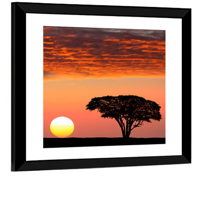 Serengeti Sunset Silhouette Wall Art