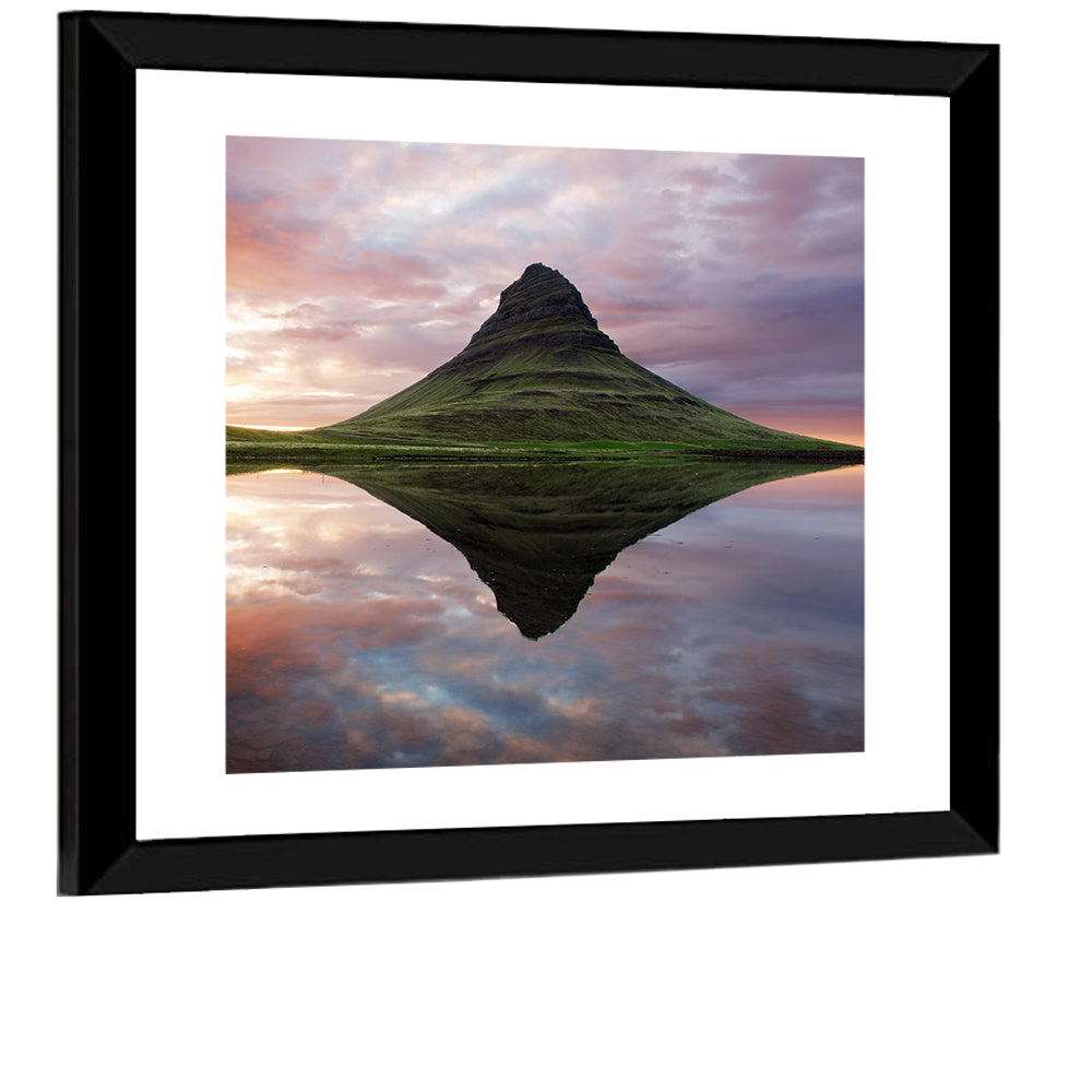 Kirkjufell Sunset Reflection Wall Art