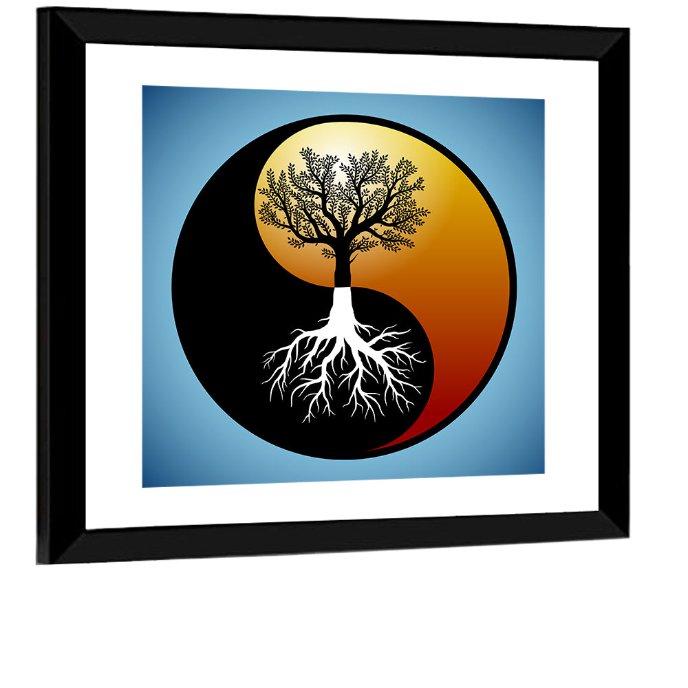 Yin Yang Tree Illustration Wall Art
