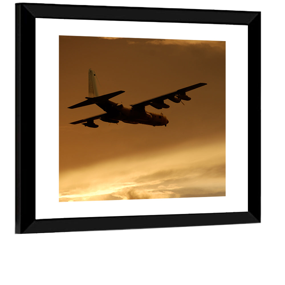 Turboprop Military Transport Silhouette Wall Art
