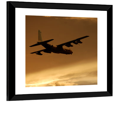 Turboprop Military Transport Silhouette Wall Art