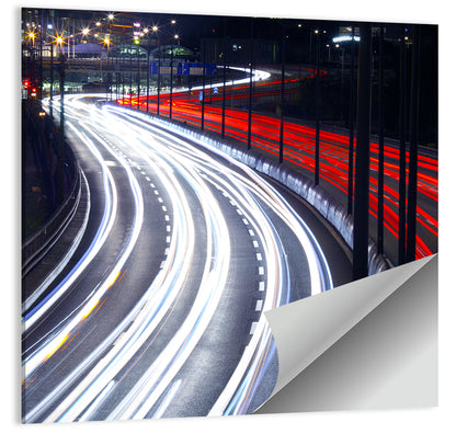 Night Highway Light Trails Wall Art