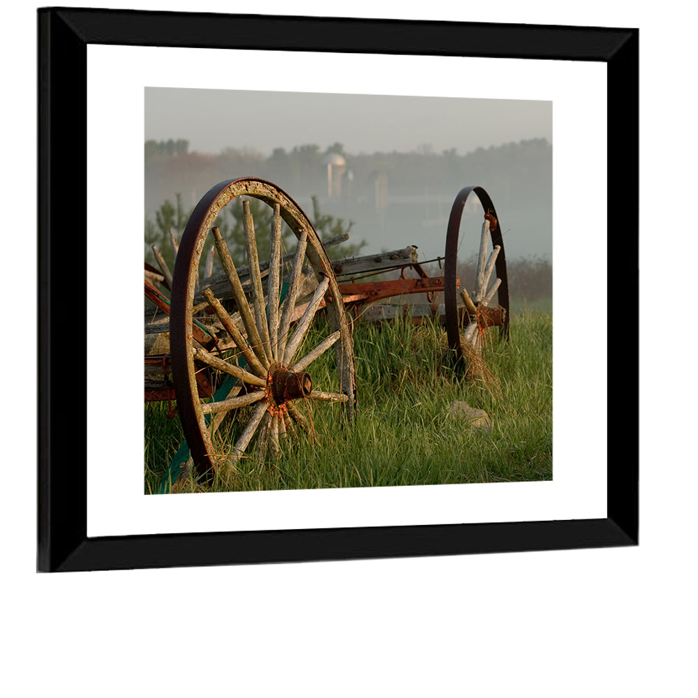 Weathered Wagon in Morning Mist Wall Art