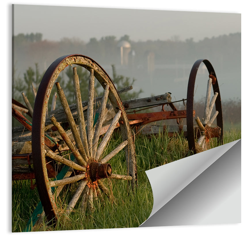 Weathered Wagon in Morning Mist Wall Art
