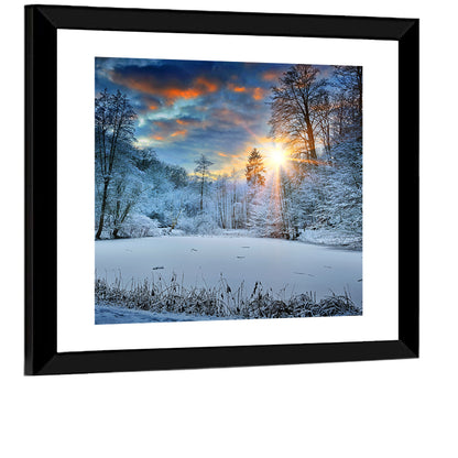 Frozen Forest Lake Wall Art