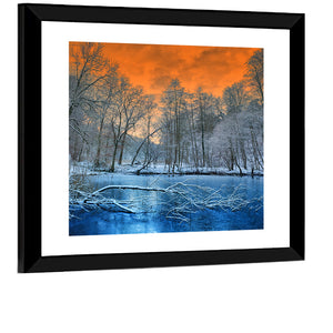 Winter Forest Lake Wall Art