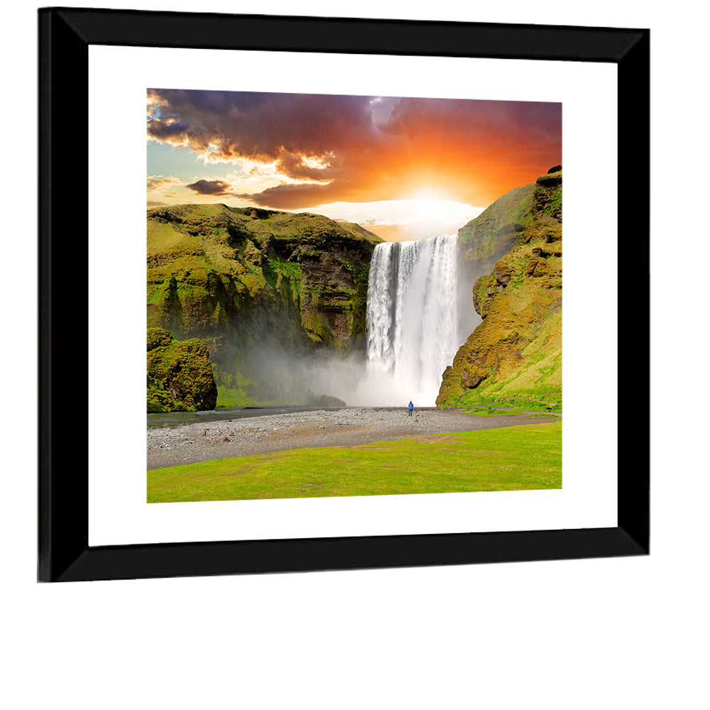 Skógafoss at Sunset Wall Art