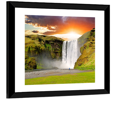 Skógafoss at Sunset Wall Art