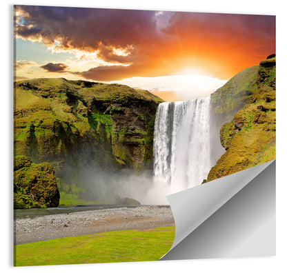 Skógafoss at Sunset Wall Art