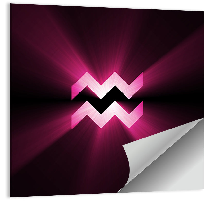 Magenta Aquarius Symbol Wall Art