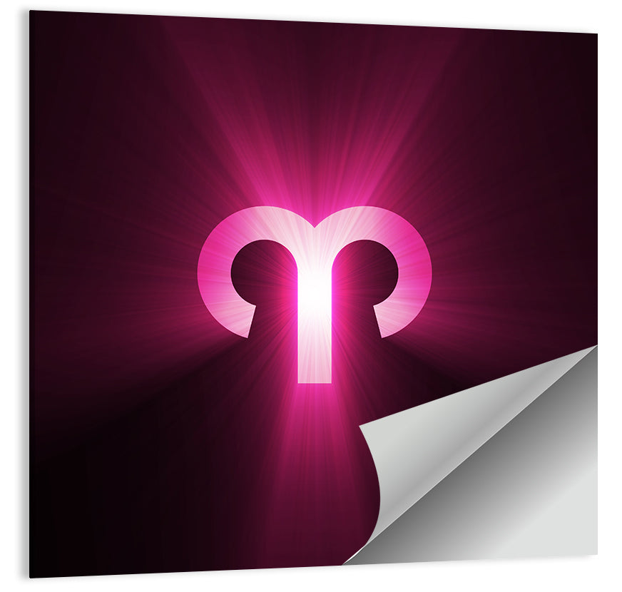 Radiant Aries Zodiac Emblem Wall Art, poster print, square
