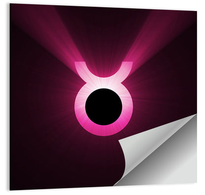 Glowing Pink Taurus Symbol Wall Art