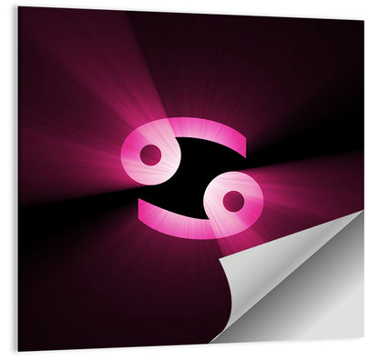Glowing Pink Cancer Symbol Wall Art