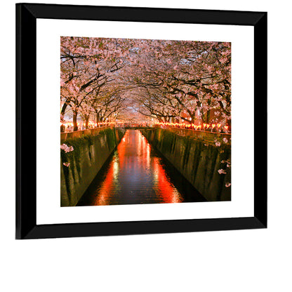 Meguro River Cherry Blossoms Wall Art