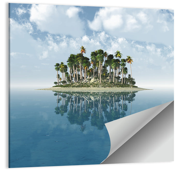 Tropical Island Mirror Reflection Wall Art as a poster print