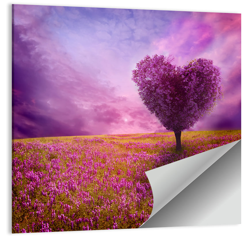 Heart-shaped Tree at Sunset Wall Art