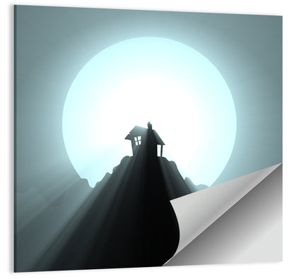 Moonlit Mountain Hut Wall Art