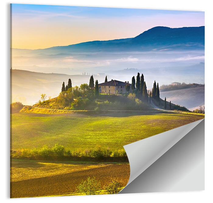 Tuscan Morning Landscape Wall Art as a poster print