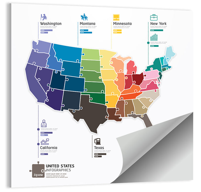 United States Jigsaw Map Wall Art as a poster print