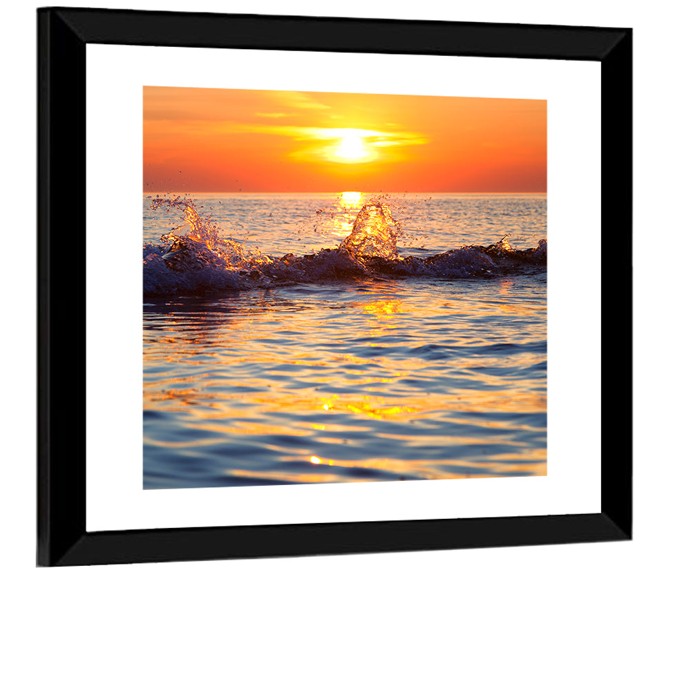 Lake Michigan Sunset Waves Wall Art