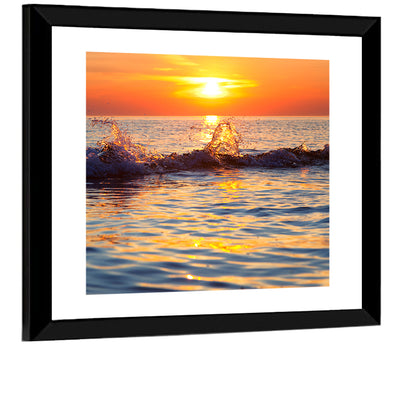 Lake Michigan Sunset Waves Wall Art