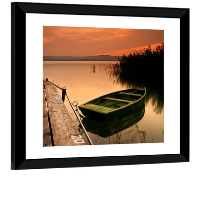 Pier and Rowboat on Lake Balaton Wall Art