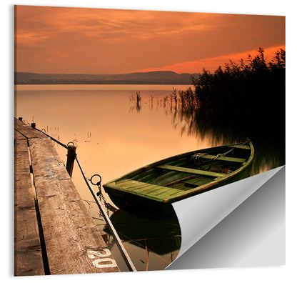 Pier and Rowboat on Lake Balaton Wall Art