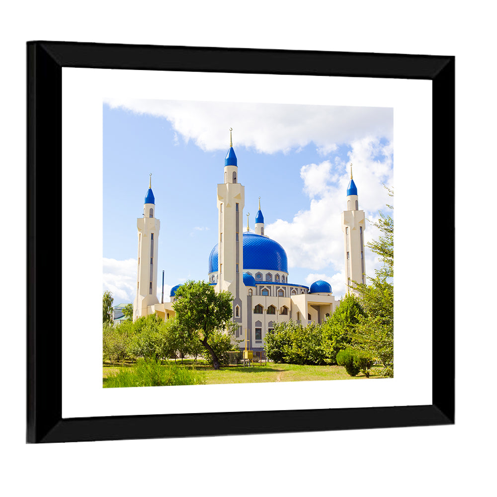 Blue Domed Mosque with Golden Minarets Wall Art