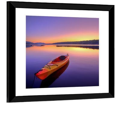 Bright Orange Kayak at Sunset Wall Art