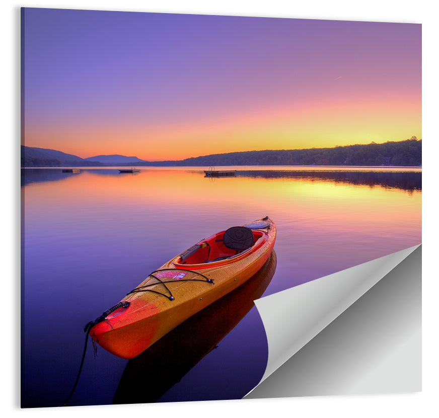 Bright Orange Kayak at Sunset Wall Art