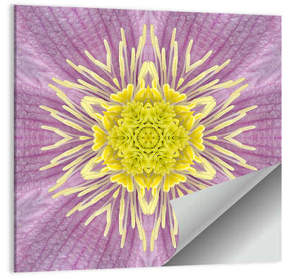 Kaleidoscopic Floral Mandala in Purple and Yellow Wall Art