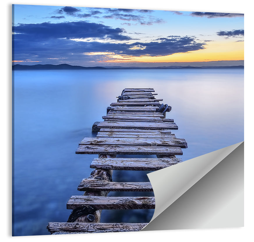Weathered Lake Pier at Dusk Wall Art