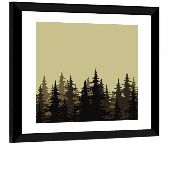Fir Tree Silhouettes Wall Art as a framed print